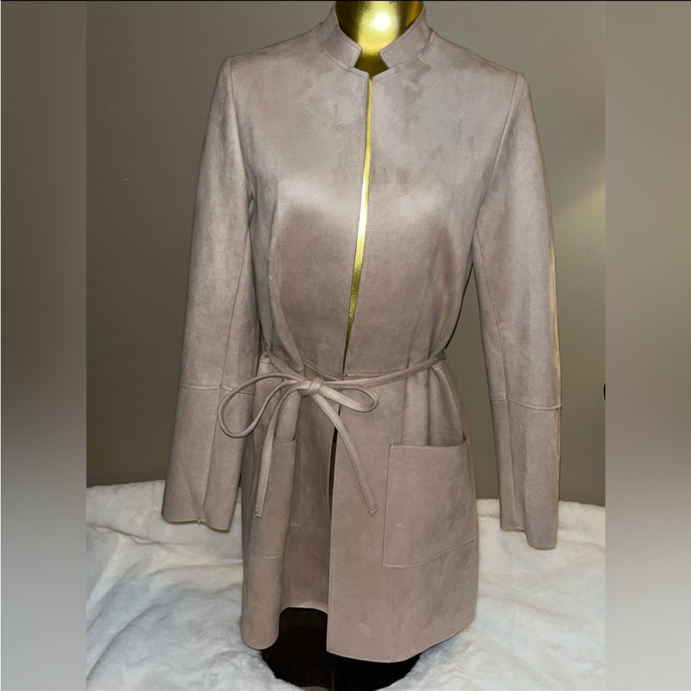 H & M Women’s Taupe tan Faux Leather Suede Jacket Coat